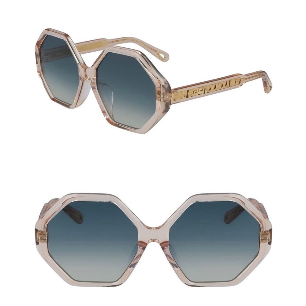 Chloe 57mm Willow Geometric Sunglasses in Peach